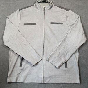 Alfani Slim Fit Full-Zip Gray Sweater Jacket With Contrast Accents Mens  XXL